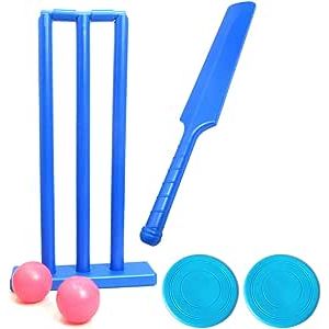 Just as the picture shows.Not only build strength but also improve dexterity.Easy to install and play. Suitable for both indoor and outdoor use.Cricket set can help players build the strength of lower body, also good for training their hand-eye coordination ability.Our cricket set comes with premium PP material which is Water proof and durable for 