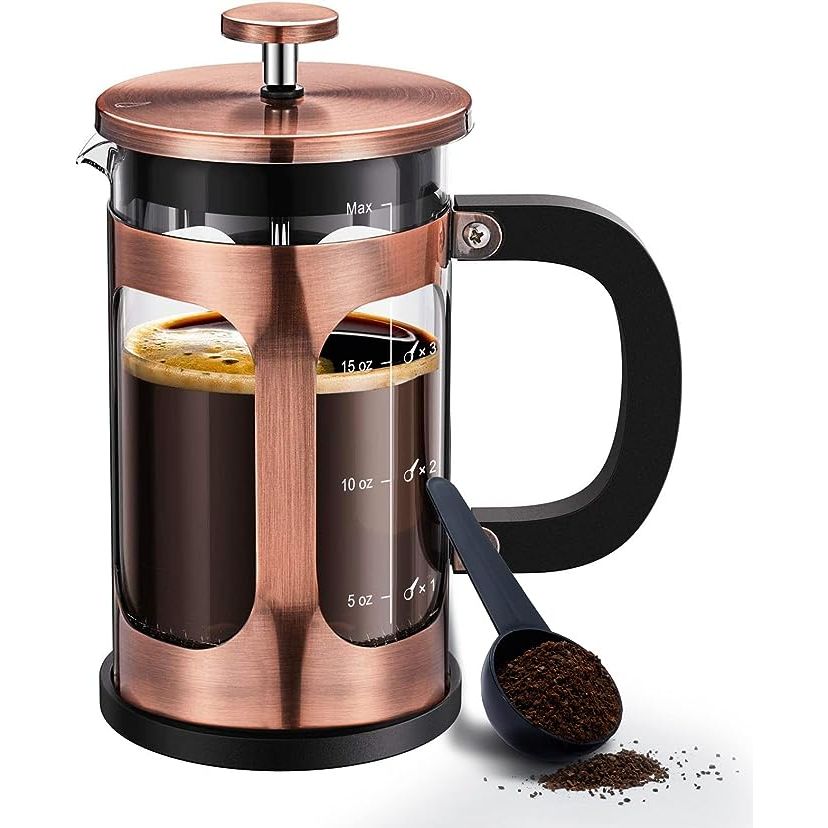 Introducing our sleek and stylish glass coffee press, the perfect addition to elevate your kitchen decor. Crafted with an elegant and timeless design, this press adds a touch of sophistication to your morning routine.