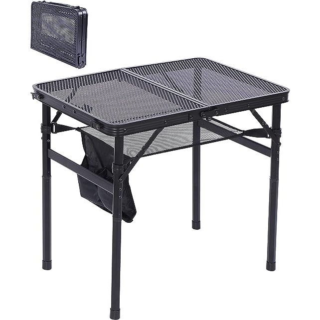 The Nice C BBQ Table features an adjustable height function, allowing you to customize its position according to your preference. This feature is particularly useful when grilling, as you can adjust the table to a comfortable height for easy cooking and serving.