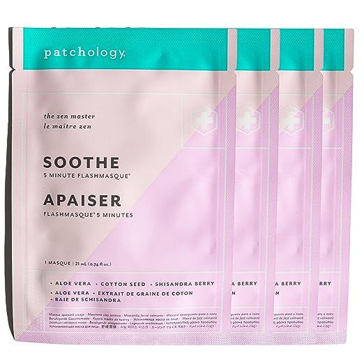 Patchology Facial Sheet Masks - Men & Women Face Masks Skincare Sheet for Brightening, Moisturizing & Hydrating Skin in 5 Minutes - Best Face Sheets Moisturizer (4 Count) image