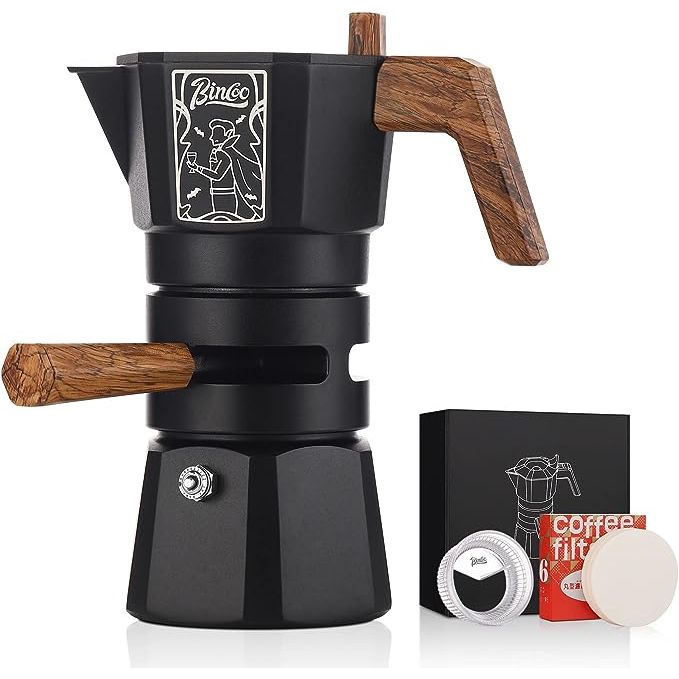 Introducing the Bincoo Moka Pot, a premium coffee brewing tool that combines high-quality materials with advanced features to deliver a rich and flavorful espresso experience. Crafted from durable and heat-resistant aluminum, this Moka Pot is built to withstand long-term use while ensuring optimal brewing conditions.