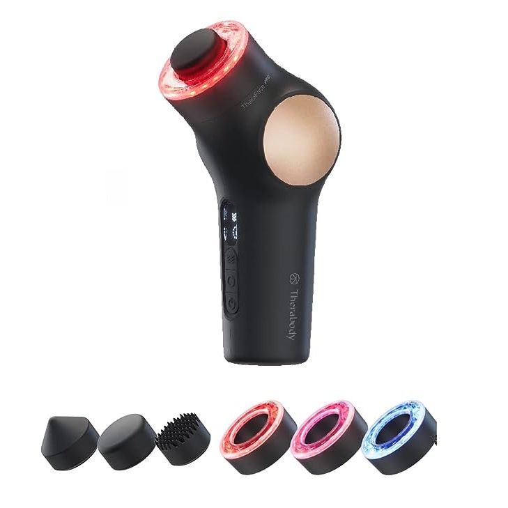 The TheraFace 4-in-1 therapy massage device is a game-changer when it comes to promoting healthier skin. Utilizing the same tension-relieving percussive technology found in the popular Theragun, this device is designed to relax facial muscles and boost circulation. With four different attachments, it offers a range of uses for universal skin care.