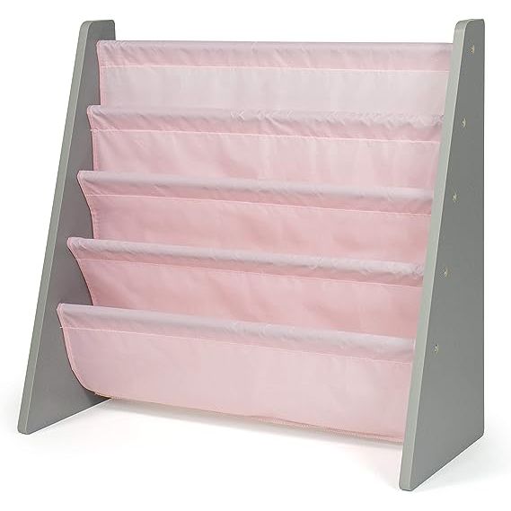 1 Humble Crew Book Organizer Kids Bookshelf, Grey/Pink