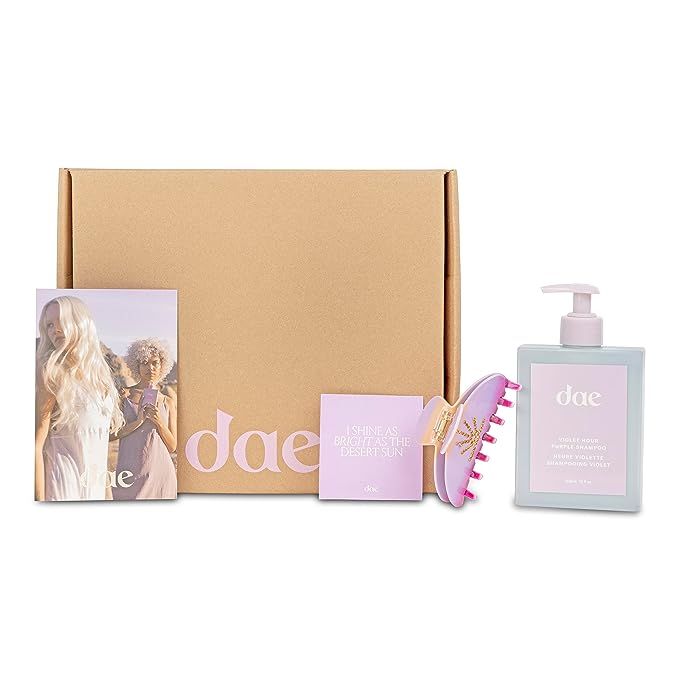 Introducing the Dae Hair Violet Hour Kit, a complete hair care package designed to enhance and maintain vibrant violet hair tones. This kit includes the Violet Hour Purple Shampoo and the Violet Haze Claw Clip, offering a comprehensive solution for individuals seeking to achieve stunning purple hair shades.