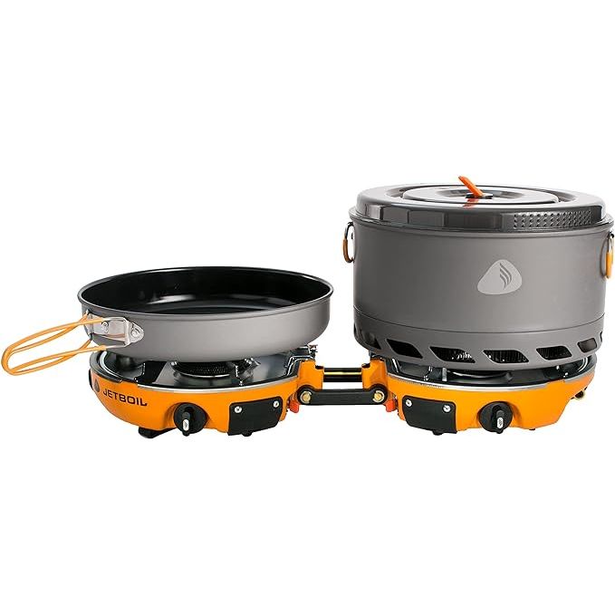 The Jetboil Genesis Basecamp Backpacking and Camping Stove Cooking System is the ultimate cooking solution for outdoor enthusiasts. Designed with efficiency and portability in mind, this cooking system is perfect for backpacking, camping, and any other outdoor activity where you need a compact and versatile cooking solution.
Featuring a powerful tw