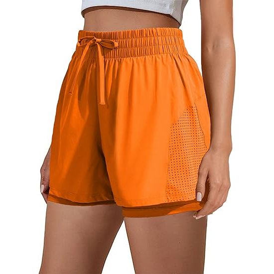 Women's 2-in-1 Drawstring Athletic Shorts for Running Gym with Pockets image