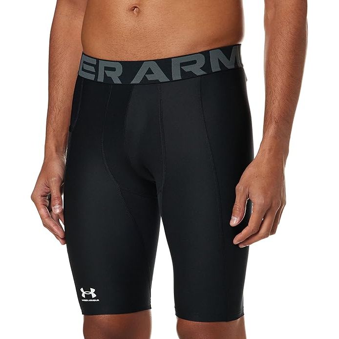 These HeatGear long shorts also feature a convenient pocket for storing small essentials like keys or cards, allowing athletes to focus on their activities without worrying about carrying extra items. 