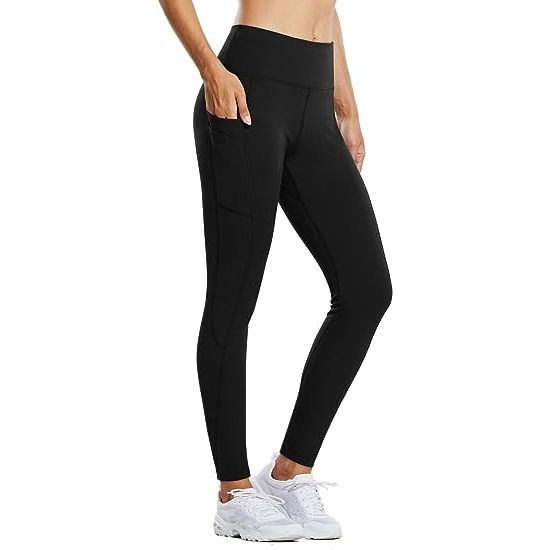 BALEAF Women's Fleece Lined Water Resistant Legging High Waisted Thermal Winter Hiking Running Pants are designed to offer comfort, warmth, and practicality during cold weather activities. 
These leggings are crafted with a combination of polyester and spandex materials, making them stretchy and flexible for ease of movement.