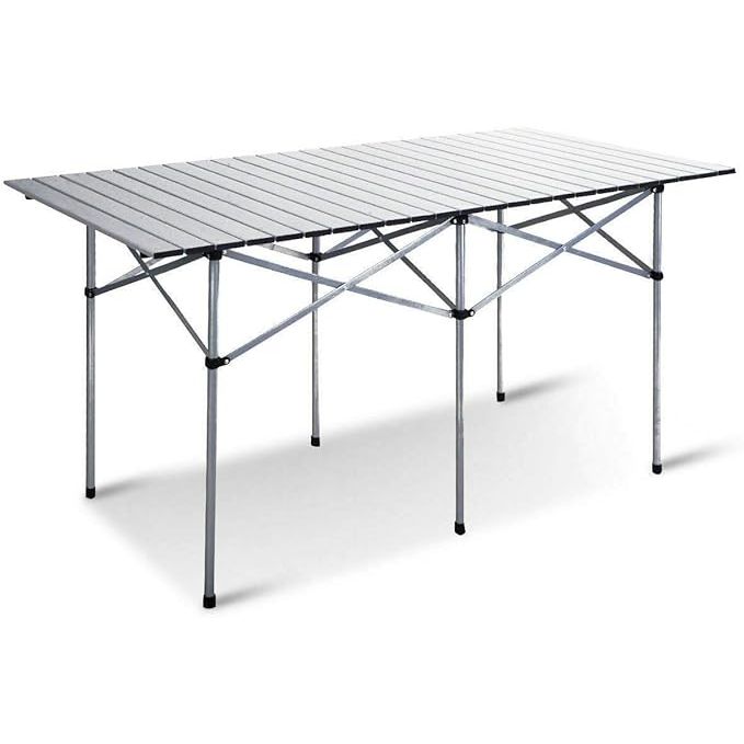 The Giantex Folding Camping Table is a versatile piece of outdoor furniture designed to enhance your outdoor activities. Made from high-quality aluminum, this portable picnic table is as durable as it is lightweight. Its sleek design and roll-up tabletop make it an ideal choice for camping, hiking, BBQs, parties, and other outdoor events.
With dime