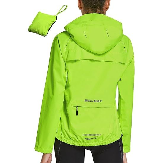 1 BALEAF Women's Running Rain Jackets Waterproof Windbreaker Windproof Lightweight Cycling Jackets Reflective Packable Hooded