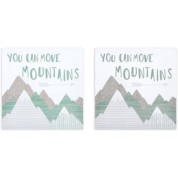 Trend Lab Mountain Baby Canvas Wall Art Nursery Décor (Pack of 2) is a set of canvas wall art pieces specifically designed to enhance the look and feel of a baby's nursery. This nursery wall art set features a mountain theme, which adds a serene and natural touch to the nursery decor.