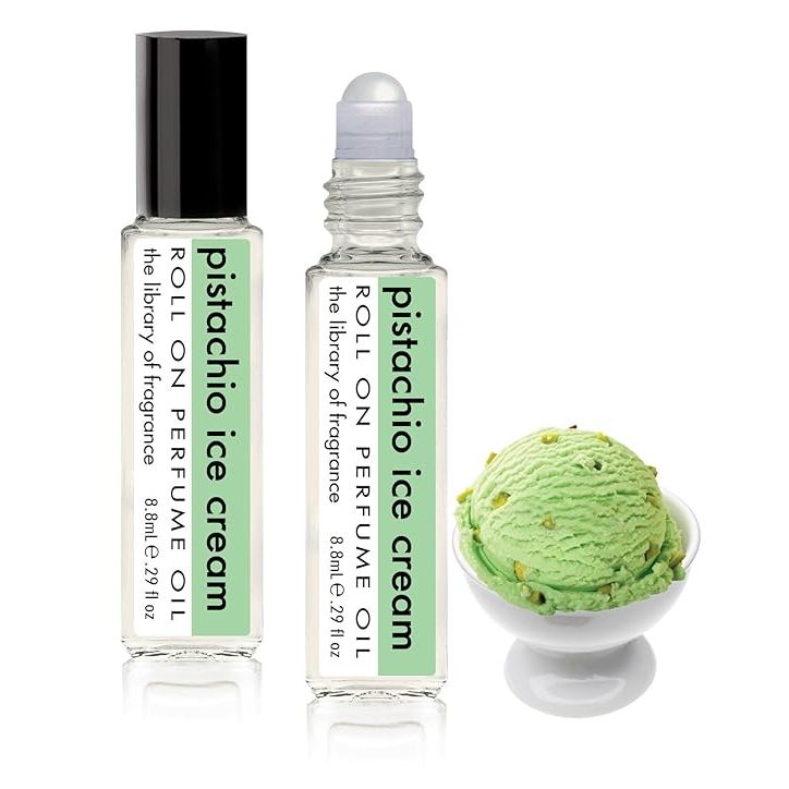 Demeter Pistachio Ice Cream Perfume Oil Roll on - 0.33 oz. is a fragrance that encapsulates the delightful essence of pistachio ice cream. With a compact size of 0.33 oz., it is ideal for on-the-go use and easy to carry in your purse or bag.