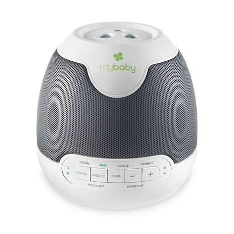 Introducing the Homedics MyBaby SoundSpa Lullaby Sound Machine & Projector, a versatile and soothing device designed to help your baby sleep peacefully. This baby sleep machine offers a range of features that are perfect for naptime and bedtime routines.