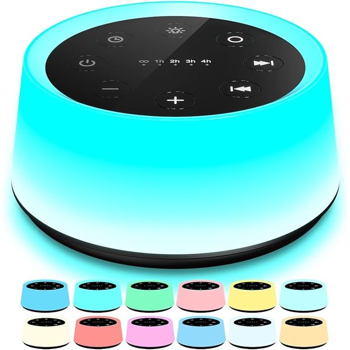 A sound machine and white noise machine with 30 soothing sounds and a baby night light with memory function is a versatile device designed to create a peaceful and relaxing environment for individuals of all ages.