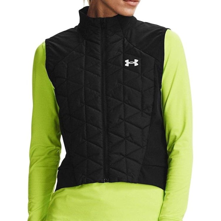 The Under Armour ColdGear Run Vest is a must-have for any active woman. This sleeveless vest is designed with a full zip closure for easy on and off, making it a classic and versatile piece. The flat lock seams prevent chafing during your workouts, ensuring maximum comfort.