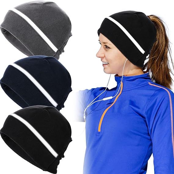 Introducing our practical and versatile winter fleece beanie with ponytail holes. Made with quality fleece, this imported beanie is lightweight yet offers excellent warmth and breathability. The two ponytail openings make it a perfect choice for those with long hair, allowing you to wear it with high, low, or no ponytail.