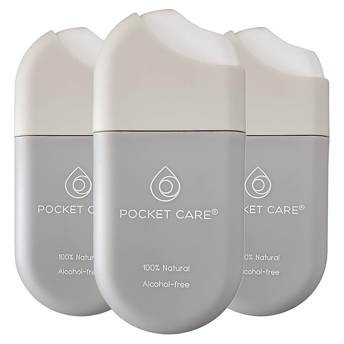 Pocket Care is a handy and convenient hand spray that comes in a pack of three. Each pack contains three different scents - Verbena Mint, Unscented, and Floral - providing you with options to suit your preference. The spray is compact and travel-sized, making it perfect to carry wherever you go.