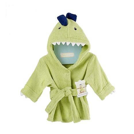 Make bath time a delightful and cozy experience with our dinosaur-themed hooded towel robe. Made from 100% cotton, this imported towel offers supreme quality and absorbency. The hooded feature ensures that your baby stays warm and comfortable, while also effectively drying their delicate hair. A perfect gift for baby showers, this cute bathrobe will surely be a hit among parents. Suitable for babies aged 0 to 9 months, this towel robe is an essential item for bath time. Wrap your little one in luxury and keep them dry and snug with this adorable dinosaur hooded towel robe. Description by ChatGPT.