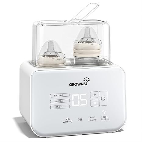 Introducing the Grownsy Bottle Warmer, the ultimate baby care device that every parent needs. With its fast warming capability, it takes only 3-7 minutes to heat cold milk to body temperature, making it perfect for late-night feedings and calming down a crying baby.