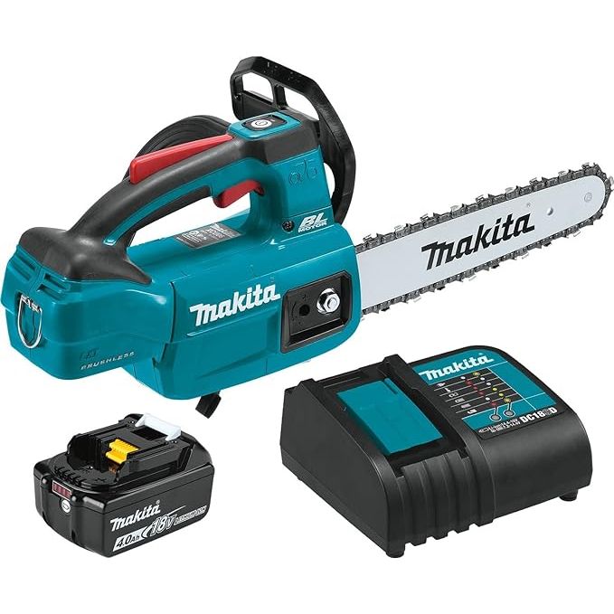 The Makita XCU06SM1 is a top-of-the-line cordless chainsaw designed for both professionals and DIY enthusiasts. Powered by an 18-volt lithium-ion battery, this brushless chainsaw delivers exceptional performance and extended runtime.