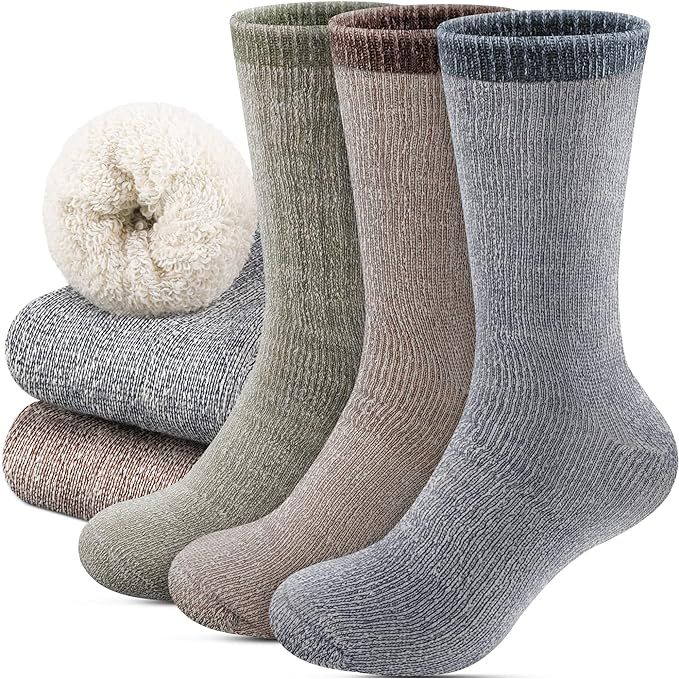 Annsuki Thermal Socks for Men 3 Pack Hiking Socks Warm Wool Sock Winter Mens Cold Weather Socks Cozy Crew Socks for Size 6-13 image