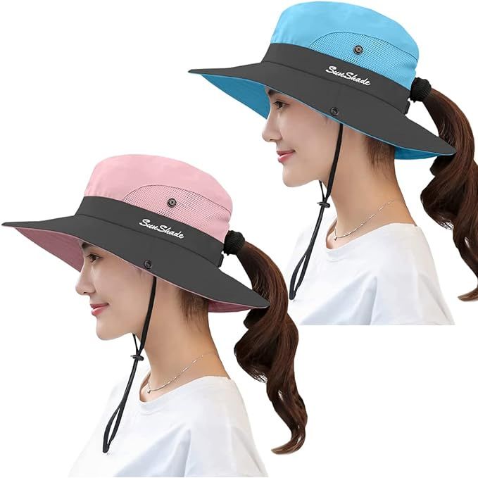 ZEXIAN Women's Sun Hat Packable Summer UV Protection UPF 50+ Ponytail Hat for Beach Garden＆Fishing＆Hiking image