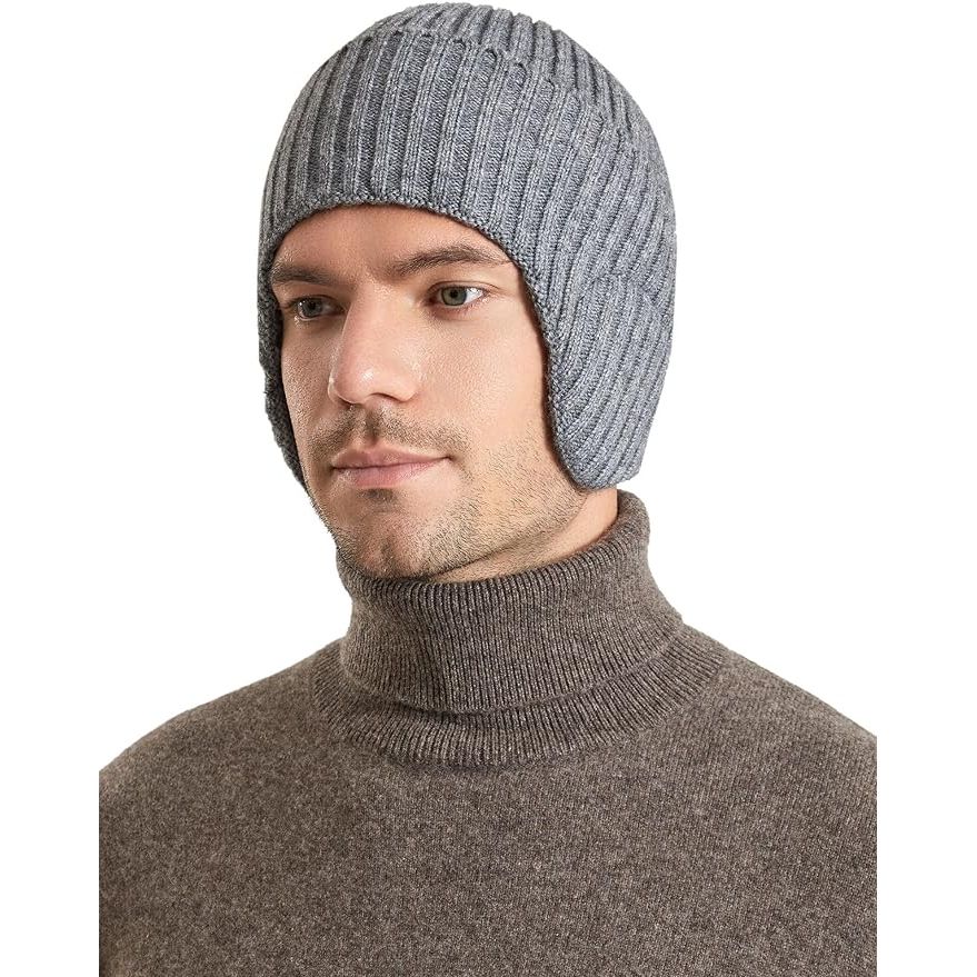 Knitted Winter Beanie Hat for Women and Men, Warm Ear Flap Design, Stretchy Knit, Ideal for Skiing and Hunting, Fleece Lined image