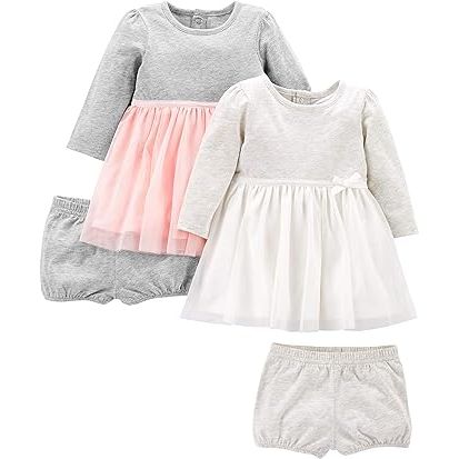 Simple Joys by Carter's offers a delightful Baby Girls' Long-Sleeve Dress Set with Bloomers, available in a convenient pack of 2. This ensemble provides adorable and comfortable outfits for your little one. Crafted with the renowned quality of Carter's, these dresses ensure both style and durability.