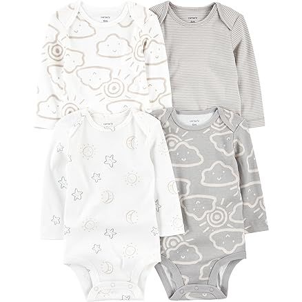 1 Carter's Baby Boys 4-Pack Long-Sleeve Original Bodysuits Solids