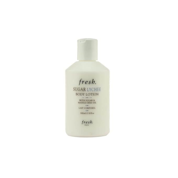 Fresh SugarBath Lychee Body Lotion is a popular body lotion that comes in a 10 oz bottle. It is part of Fresh's Sugar Lychee line, which is known for its sweet and refreshing scent. This body lotion is formulated to moisturize and nourish the skin, leaving it feeling soft and smooth.