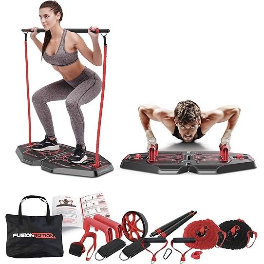 Experience the convenience and effectiveness of the Fusion Motion home gym, the perfect alternative to traditional gym memberships. With this versatile product, you can achieve professional gym-quality results from the comfort of your own home or on-the-go.