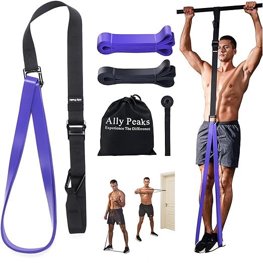 Elevate your fitness game with the Ally Peaks pull up assist bands set, expertly designed by an NASM-CES Strength Coach to provide extra support and resistance for your workouts. These heavy-duty bands are safety tested for up to 700lbs and feature a military-grade nylon strap with metal buckles for ultimate durability.