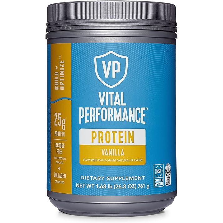 Discover Vital Performance Protein Powder, a premium supplement crafted to elevate your fitness regimen and support an active lifestyle. Packed with 25g of protein and 10g of collagen, this product offers a comprehensive and top-notch protein source.