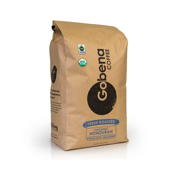 This Fair Trade Organic Certified Honduran Medium Roast Whole Bean Coffee is a 100% Arabica specialty coffee that is rich in flavor and sourced from Honduras. It comes in a bulk size of 80 ounces, which is equivalent to 5 pounds of coffee beans.