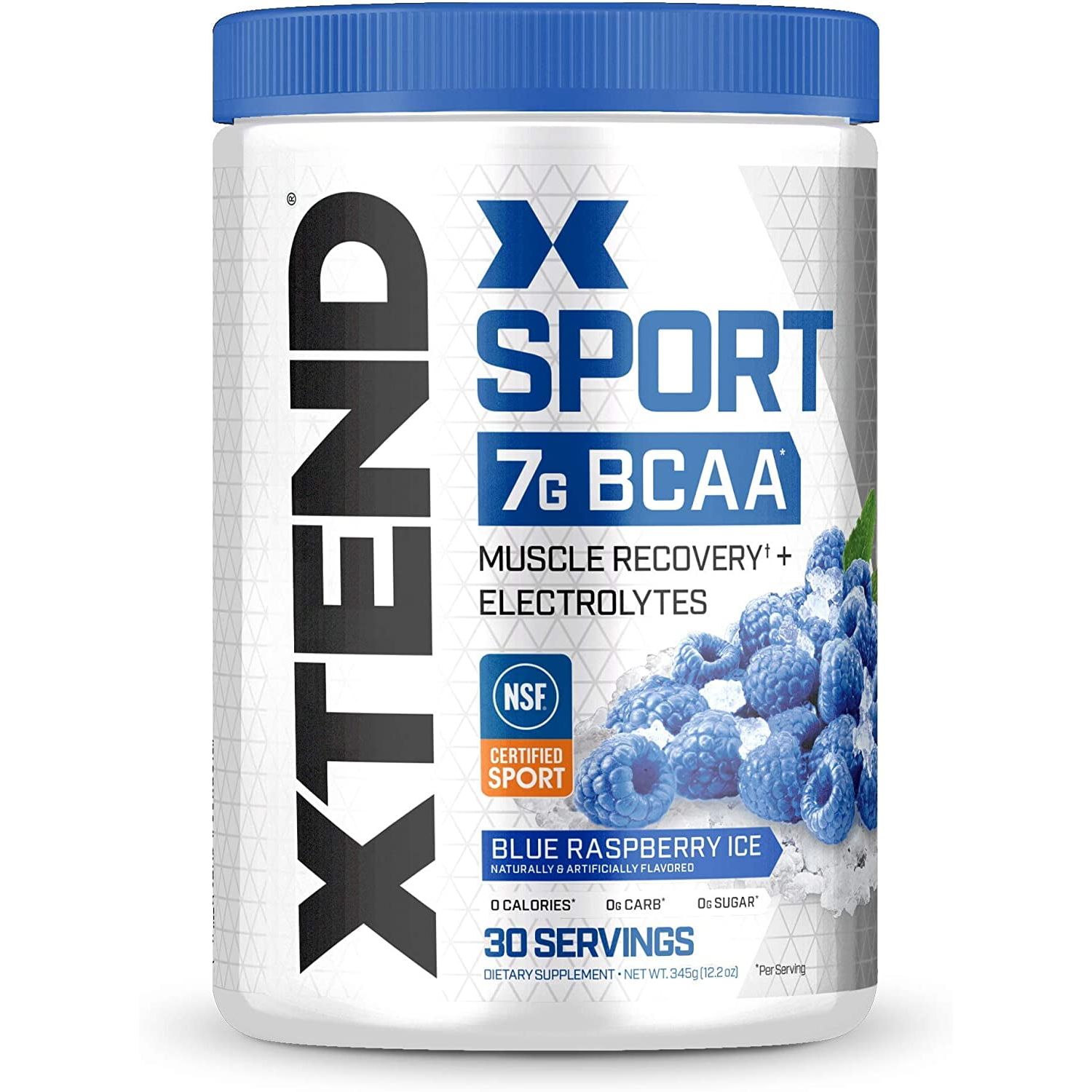 Experience enhanced athletic performance and faster recovery with XTEND Sport 7G BCAA Powder Dietary Supplement in Blue Raspberry Ice flavor. This popular sports supplement contains essential branched-chain amino acids (BCAAs) to support muscle protein synthesis and reduce exercise-induced muscle damage.