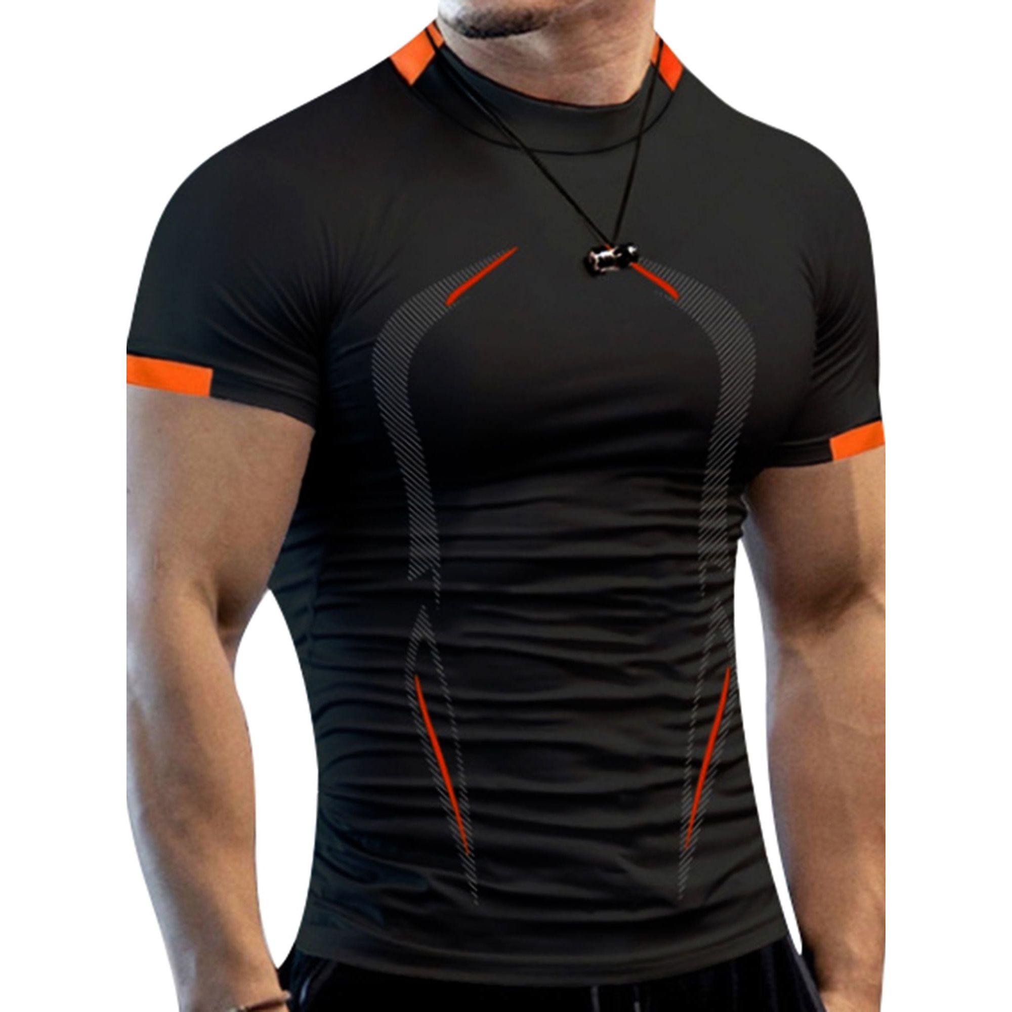 Enhance your husband's wardrobe with the stylish and comfortable Casual Men Sports T-shirt. This versatile piece features a solid color, stripe pattern, crew neck, and sleeveless design that can be worn for various occasions, from daily wear to fitness activities.