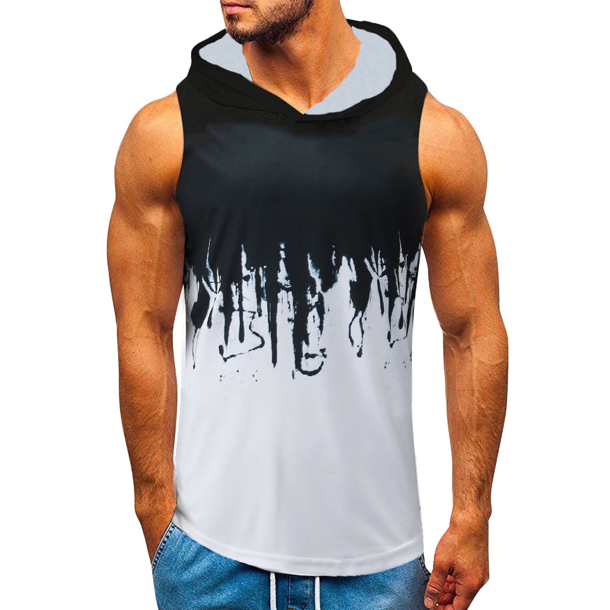 Introducing our Men's Workout Hooded Tank Tops, crafted for active individuals seeking comfort and style. Constructed from 100% lightweight polyester, these tank tops offer a soft and breathable fit that enhances your workout experience.