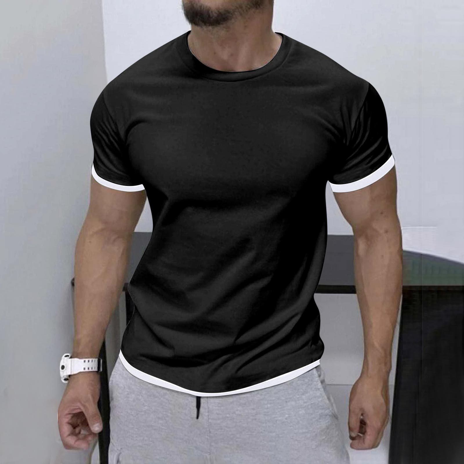 Upgrade your wardrobe with our Men's Short Sleeve Fashion Athletic T-Shirts, crafted from premium materials for long-lasting wear. The chic design of these shirts will elevate your style and turn heads wherever you go.