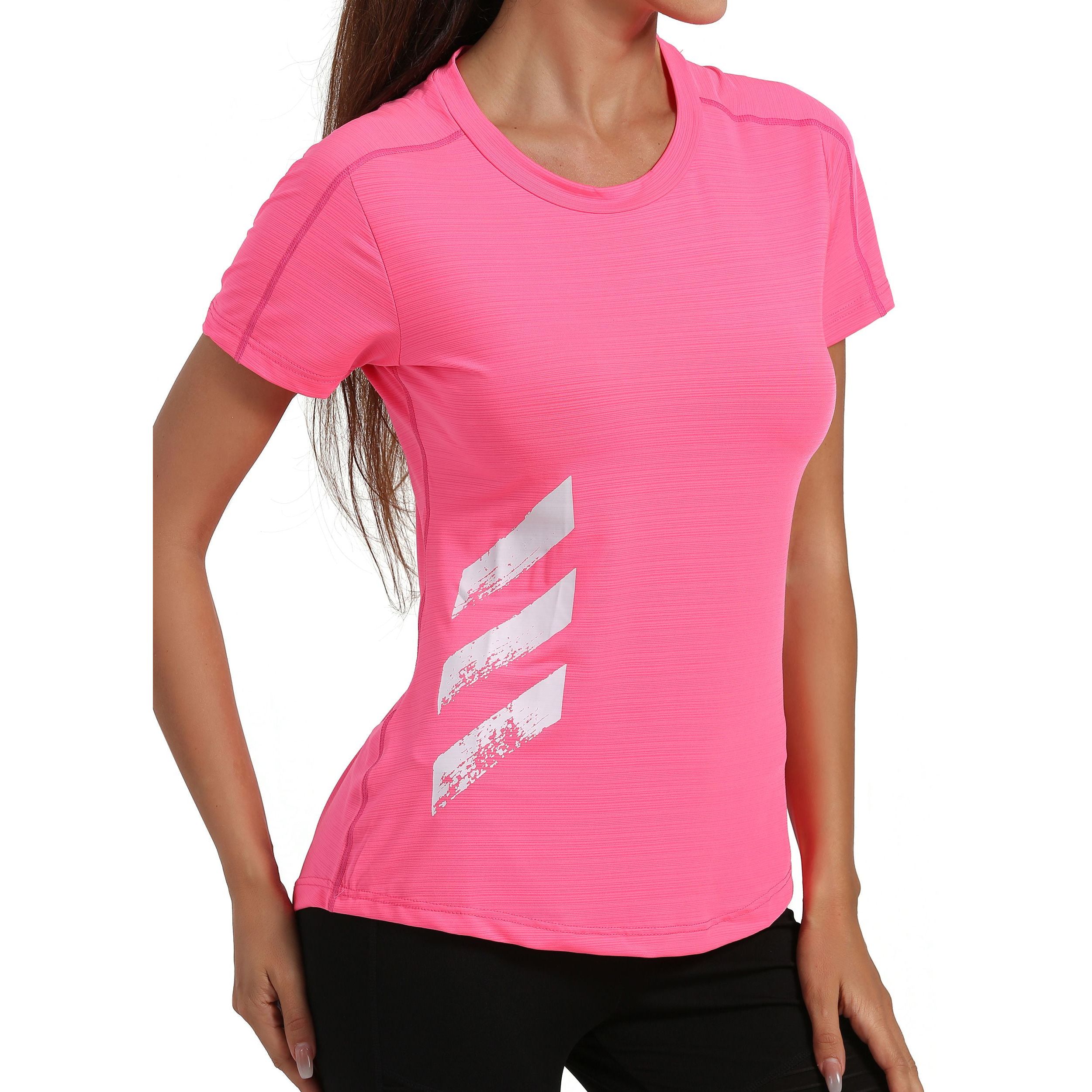 Enhance your workout wardrobe with the 4POSE Women's Summer Moisture Wicking Performance T Shirts. Crafted from 100% polyester, these short sleeve athletic tops are not just comfortable and stretchy, but also designed to allow airflow, keeping you cool and dry during any activity.