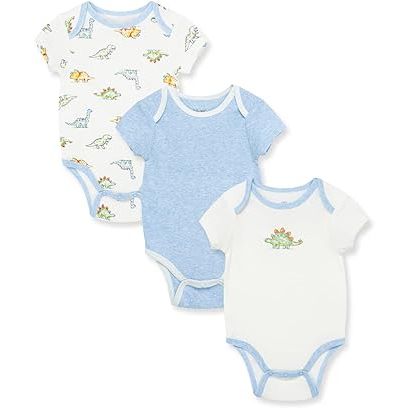 Little Me baby-boys 3-pack 100% Cotton Scratch Free Tag Onesies image