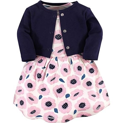 1 Touched by Nature Baby Girl Organic Cotton Dress and Cardigan