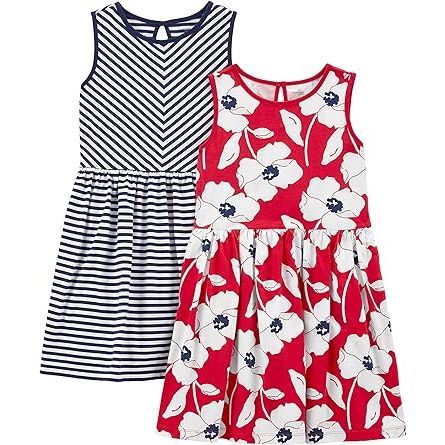 Simple Joys by Carter's offers a delightful clothing option for toddlers and baby girls with their Short-Sleeve and Sleeveless Dress Sets, conveniently packaged in a set of two. Designed to provide comfort and style, these dress sets are crafted by the renowned brand Carter's, known for their high-quality children's clothing.