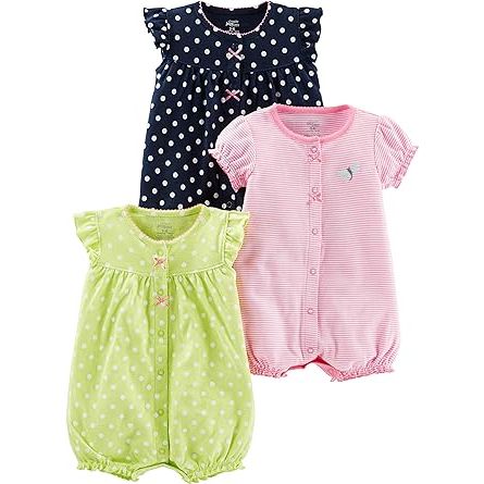 1 Simple Joys by Carter's Baby Girls' Snap-Up Rompers, Pack of 3