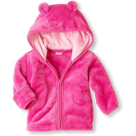 Noubeau Infant Baby Boys Girls Fleece Ears Hat with Lined Hooded Zipper Up Jacket Coat Tops Outwear Overcoat Warm Fall Winte image