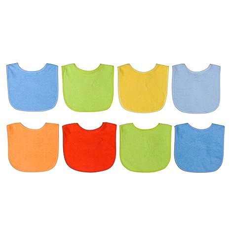 1 Neat Solutions 8 Count Multi-Color Solid Knit Terry Feeder Bib, Boy