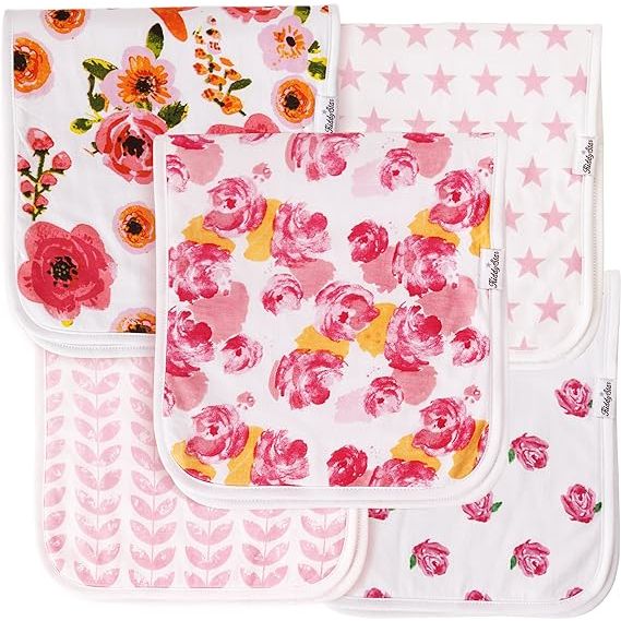 Organic cotton baby burp cloths are essential items for new parents as they provide a convenient solution for cleaning up baby messes. The KiddyStar Organic Cotton Baby Burp Cloths, 5 Pack, offer a practical and eco-friendly choice for your little one's needs.