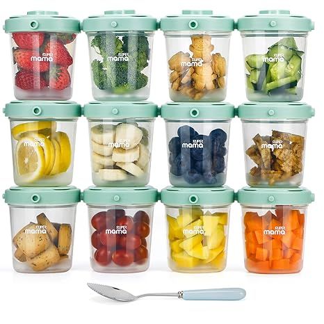 Introducing Supermama Baby Food Containers, the perfect solution for storing and serving homemade baby food. Made with food-grade PP plastic, these containers are completely safe for your little one. They are BPA-free, phthalate-free, and even come with attached food scoops for easy serving.