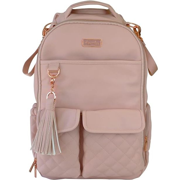 Introducing the Itzy Ritzy Baby Backpack Diaper Bag, the ultimate diaper bag for modern parents. With its 17 multi-functional pockets, including 10 internal pockets and 7 external ones, this spacious bag has room for all your baby essentials. It even features 2 insulated bottle pockets to keep your little one's bottle warm. Measuring 14.