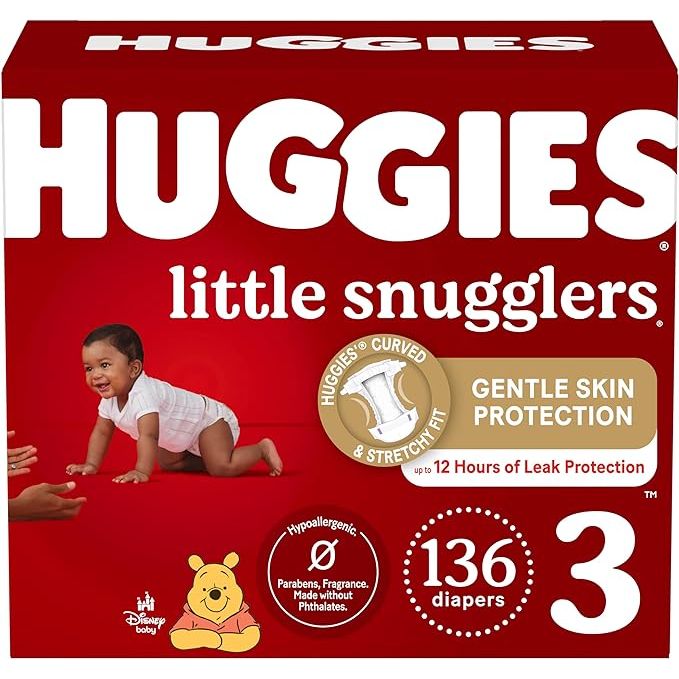 Huggies Size 3 Diapers, Little Snugglers Baby Diapers, are specially designed for infants weighing between 16 and 28 pounds. With a count of 136 diapers per package, they offer a long-lasting supply for your little one. These diapers are known for their exceptional softness and delicate touch, making them gentle on your baby's sensitive skin.