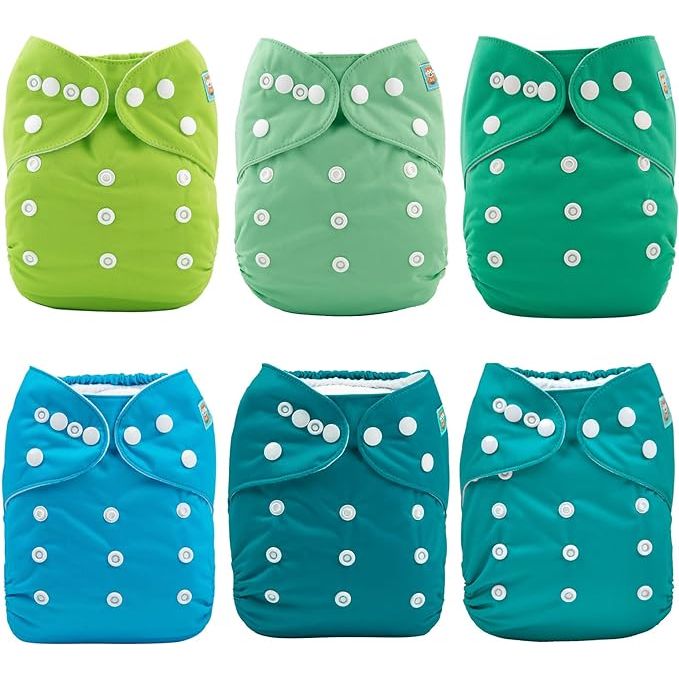 ALVABABY 6 Pack with 12 Inserts Baby Cloth Diapers is a set of reusable diapers designed for both baby girls and boys. The package includes six diapers and twelve inserts, providing an affordable and eco-friendly diapering solution.